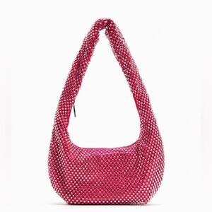 ZARA RHINESTONE SPARKLY SHOULDER BAG BARBIE BARBIECORE